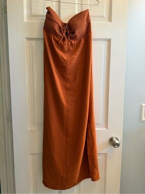 Strapless Crochet-Trim Maxi dress